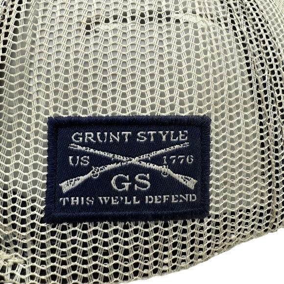 GRUNT STYLE Betsy Ross Faux Leather Patch Denim & Mesh Trucker Hat / Cap America - Picture 10 of 11